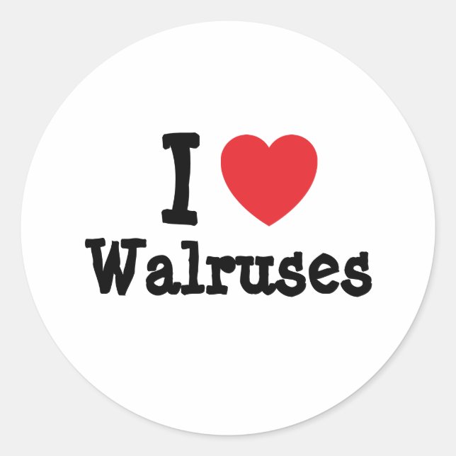 Sticker Rond J'aime Walruses coeur personnalisé (Devant)