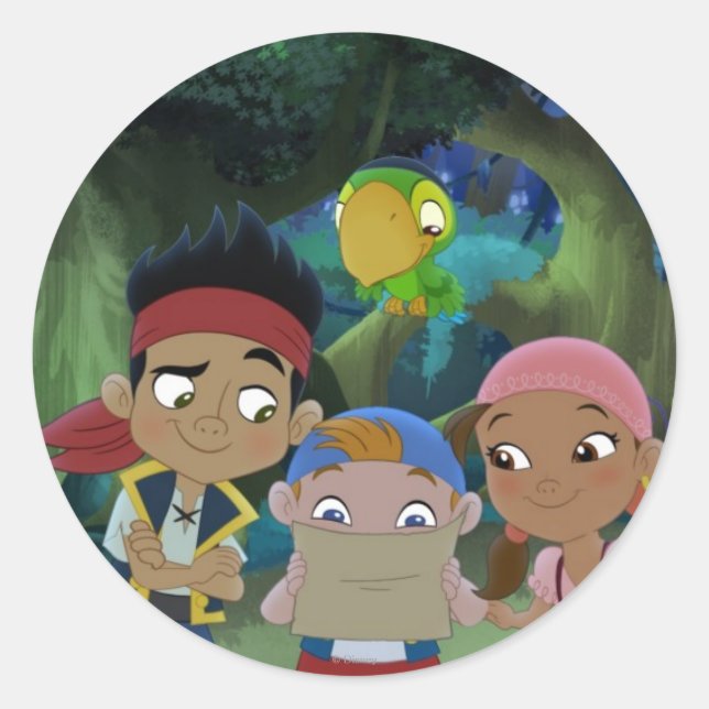 Sticker Rond Jake et les pirates du Neverland | Carte des tréso (Devant)