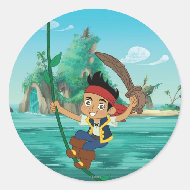 Sticker Rond Jake et les pirates terrestres | Jake Running (Devant)