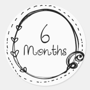 Sticker Rond Jalon Doodle de 6 mois