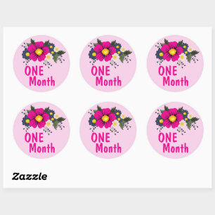 Sticker Rond Jalon du bébé floral mou