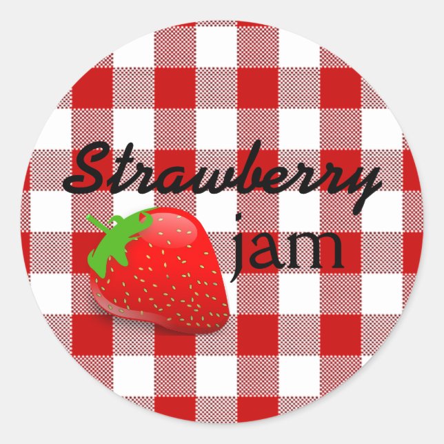 Sticker Rond Jam En vichy fraise rouge (Devant)