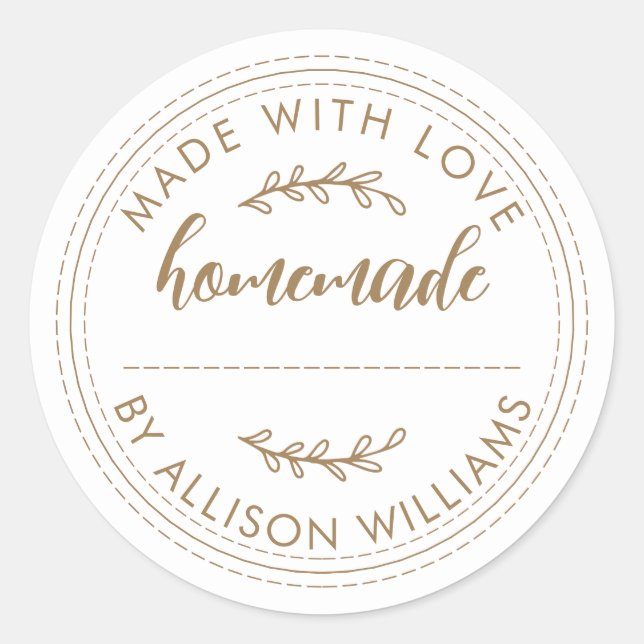 Sticker Rond Jam Gold Script Rustique fait maison (Devant)