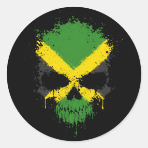 Sticker Rond Jamaïcain goutte-à-goutte crâne