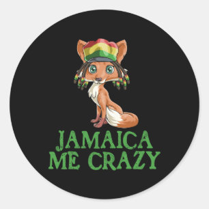 Sticker Rond Jamaïcain Me Fou Drapeau Fox T Chemise Cheveux Drô