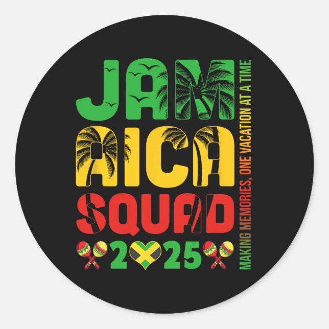Sticker Rond Jamaïque 2025 Vacation Trip Matching Family Squad  (Devant)