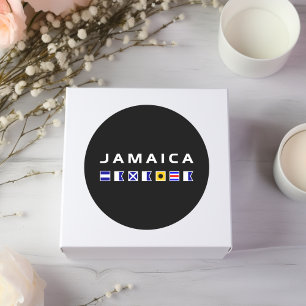 Sticker Rond Jamaïque Nautique Marines Drapeaux de Voile Couleu