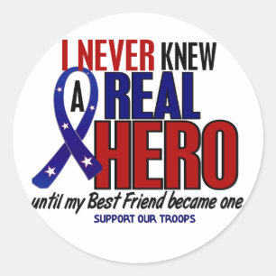 Sticker Rond Jamais Connu Un Héros 2 Meilleur Ami (Soutenez Not