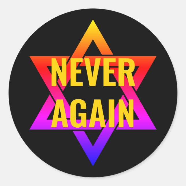 Sticker Rond JAMAIS DE NOUVEAU Holocauste YOM HASHOAH (Devant)
