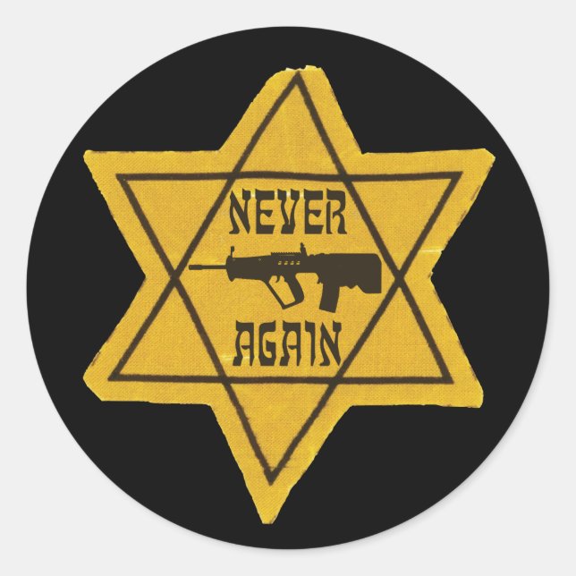 Sticker Rond JAMAIS DE NOUVEAU Tavor Rifle et Star (Devant)