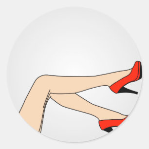 Sticker Rond Jambes d'une femme portant des stilettos rouges
