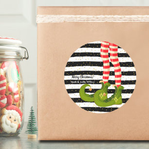 Sticker Rond Jambes elfes sur bandes noires et blanches