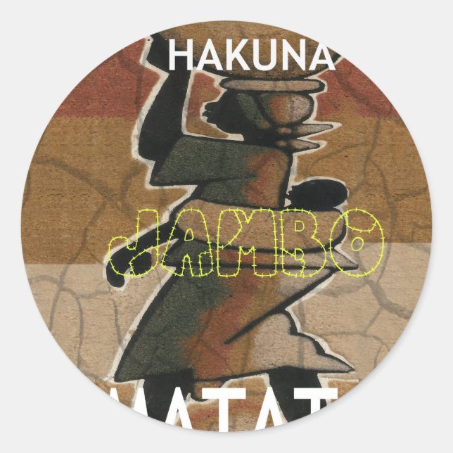 Sticker Rond Jambo Habari Hakuna Matata. (Devant)