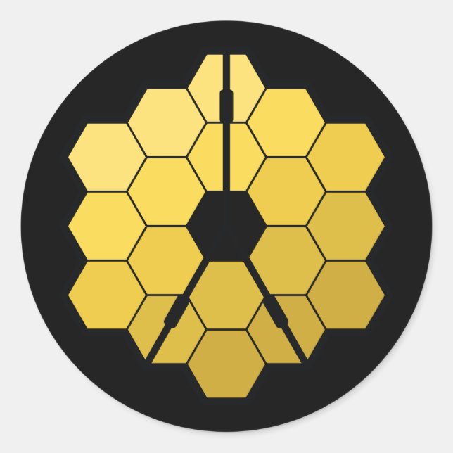 Sticker Rond James Webb Télescope Spatial Miroir Jaune (Devant)