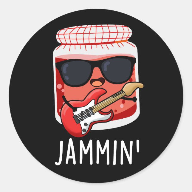 Sticker Rond Jammin Funny Rocker Jam Pun (Devant)