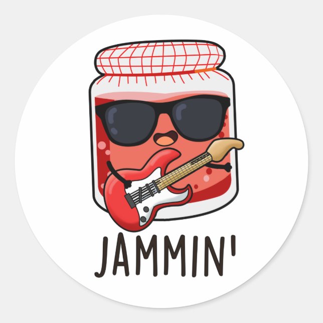 Sticker Rond Jammin Funny Rocker Jam Pun (Devant)