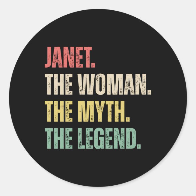 Sticker Rond Janet Le Mythe La Légende Prénom Janet (Devant)