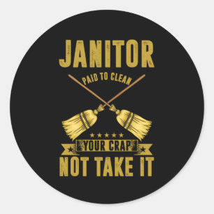 Sticker Rond Janitor Paiod Pour Nettoyer Les Nettoyeurs De Janv