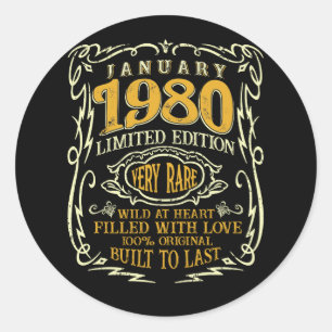 Sticker Rond Janvier 1980 42 Ans 42E Anniversaire Construit À D