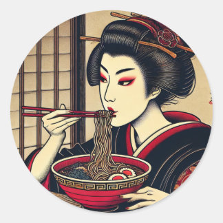 Sticker Rond Japanese Ramen Kabuki KImono Ukiyoe