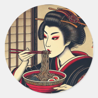 Sticker Rond Japanese ramen ukiyoe japan hiroshige kabuki
