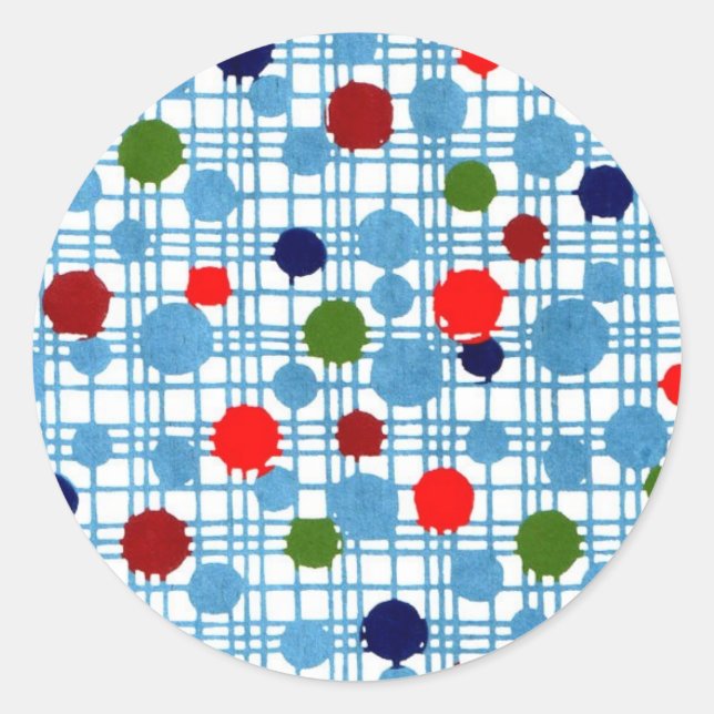 Sticker Rond Japon Rétro 1950 1960 Chiyogami Origami Japonais (Devant)