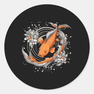 Sticker Rond Japonais Koi Fish Nishikigoi Fish Blackboard
