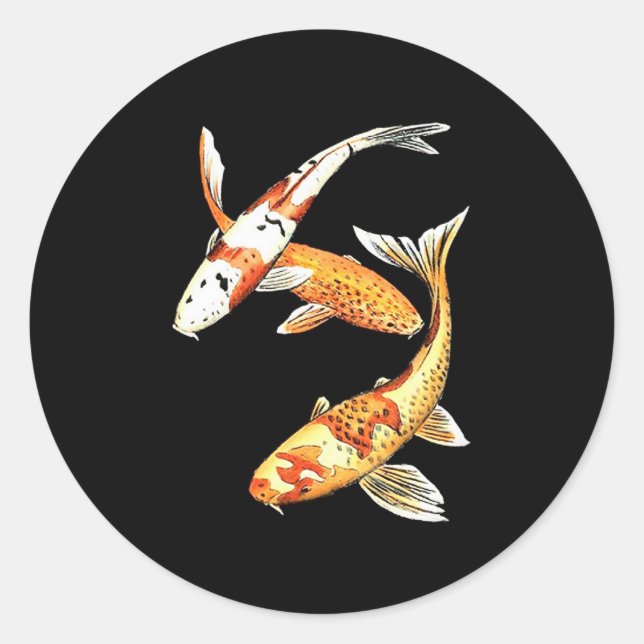 Sticker Rond Japonais Koi Goldfish en noir (Devant)