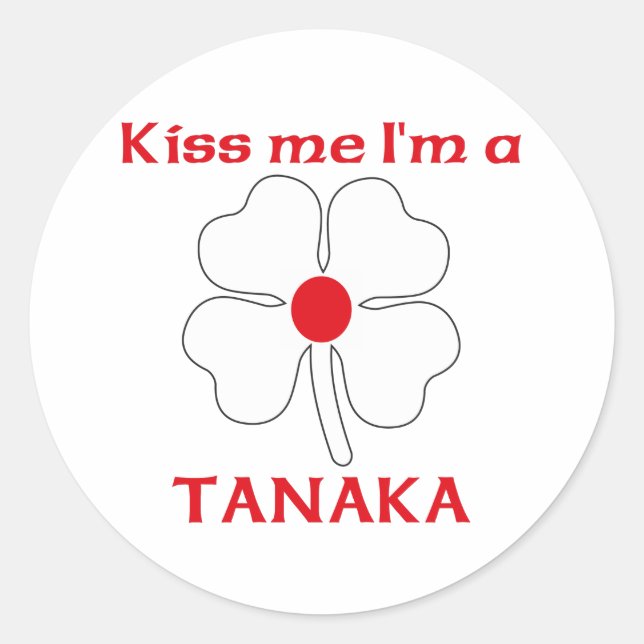 Sticker Rond Japonais personnalisé Kiss Me Je suis Tanaka (Devant)