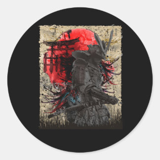 Sticker Rond Japonais Samurai Warrior