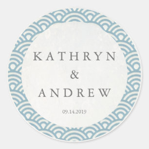 Sticker Rond Japonais Seigaiha Vague des noms personnalisés + M