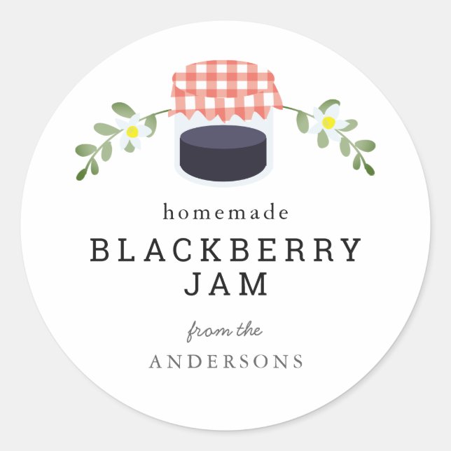 Sticker Rond Jar à confiture de Blackberry fait maison (Devant)