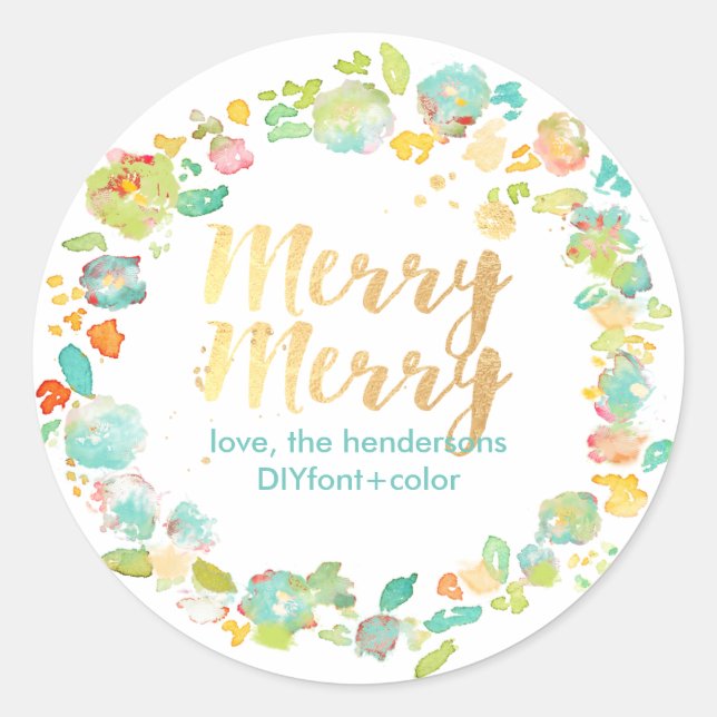 Sticker Rond Jardin/aquarelle fleurie de PixDezine sophie (Devant)