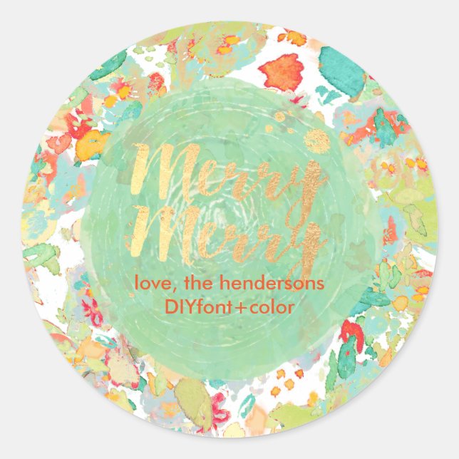 Sticker Rond Jardin/aquarelle fleurie de PixDezine sophie (Devant)