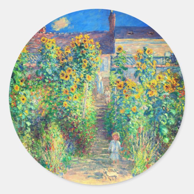 Sticker Rond Jardin aux fleurs de Monet (Devant)