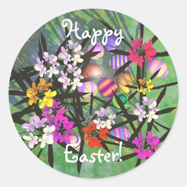 Sticker Rond Jardin aux oeufs de Pâques (Devant)