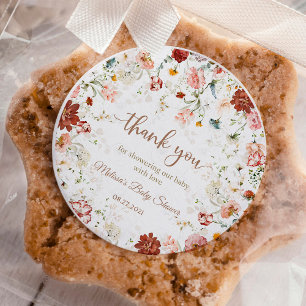 Sticker Rond Jardin Bébé Fleurit Baby shower 
