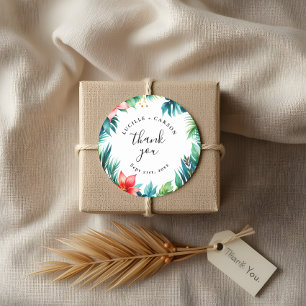 Sticker Rond Jardin botanique verdure Mariage Merci Favor
