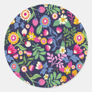 Sticker Rond Jardin coloré joli Botanique Motif Floral