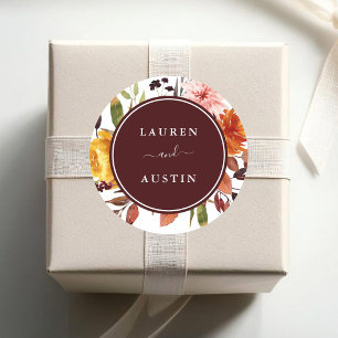 Sticker Rond Jardin d'automne Mariage aquarelle Bourgogne