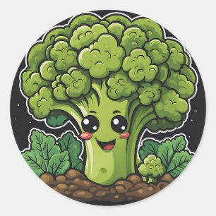 Sticker Rond Jardin de Brocoli souriant