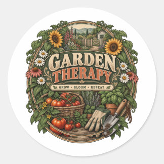 Sticker Rond Jardin de campagne vintage