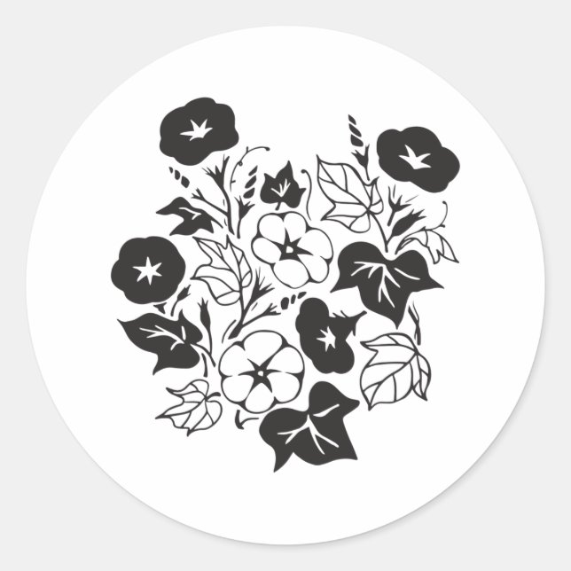 Sticker Rond Jardin de fleurs du matin BW I (Devant)