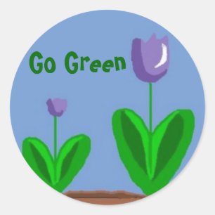 Sticker Rond Jardin de fleurs vertes