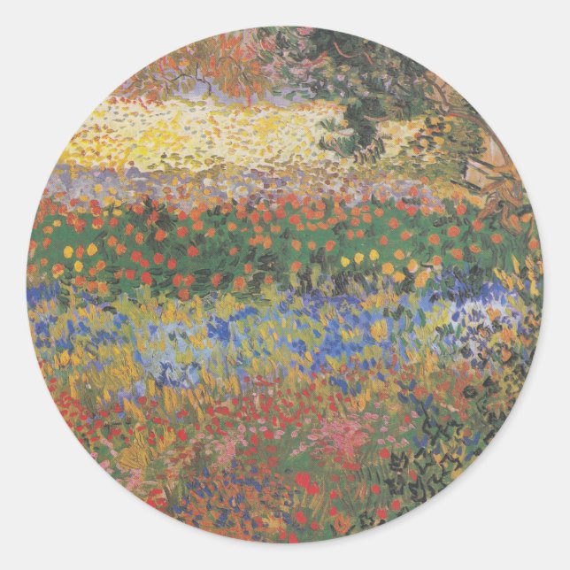 Sticker Rond Jardin de fleurs - Vincent van Gogh (Devant)