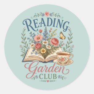 Sticker Rond Jardin de lecture Cottagecore Floral Club