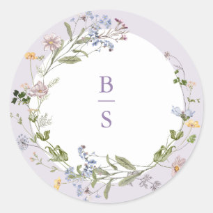 Sticker Rond Jardin de mariage de prairie de fleurs sauvages de