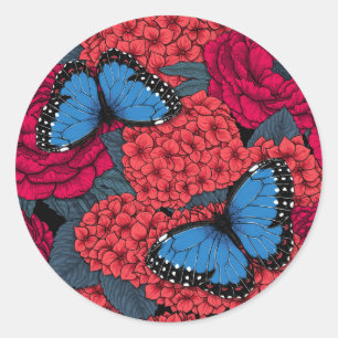 Sticker Rond Jardin de morpho bleu
