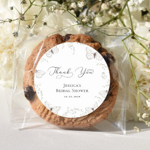 Sticker Rond Jardin de papillons blancs Remerciements pour la f