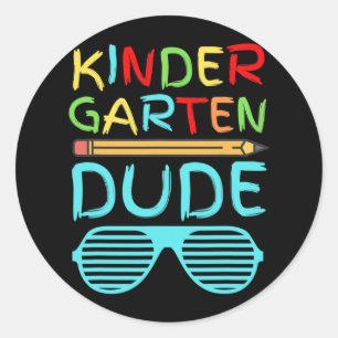 Sticker Rond Jardin d'enfants Dude Fun Pencil First Day School